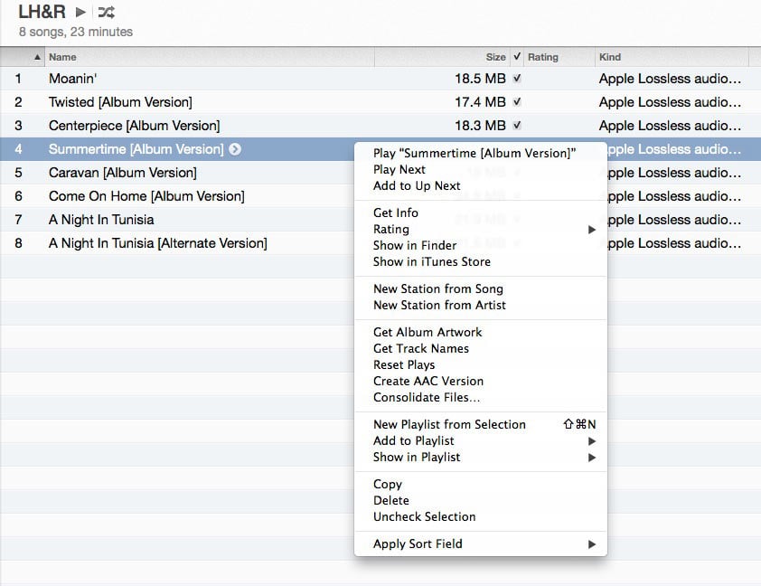 Converting files in iTunes 11