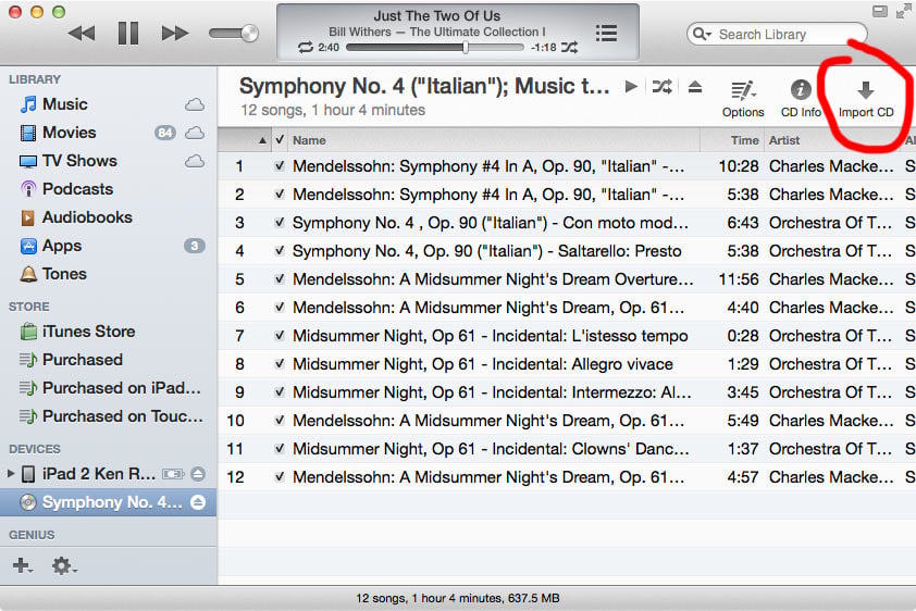 iTunes 11 CD import