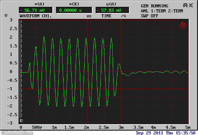 B&W Matrix 805 response to 10 cycle burst at 1kHz