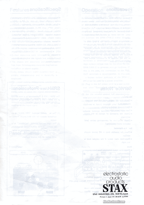 Stax SRM-! MK2 Users Manual