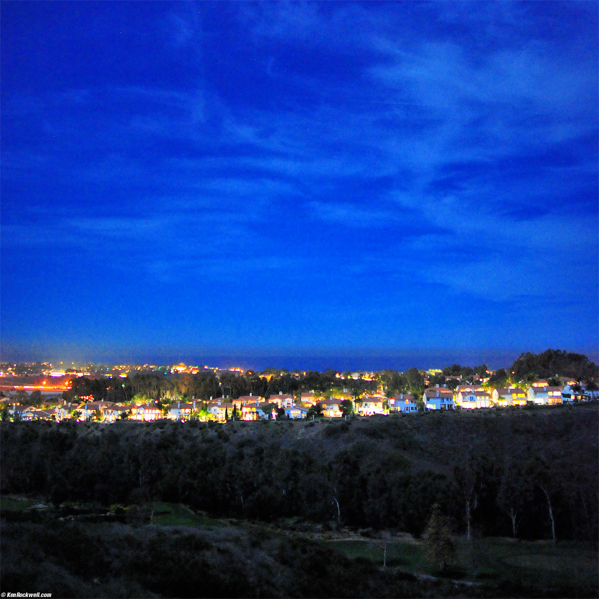 Moonlight view over ocean, Carlsbad, California