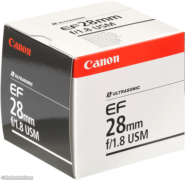 Box, Canon EF 28mm f/1.8 USM