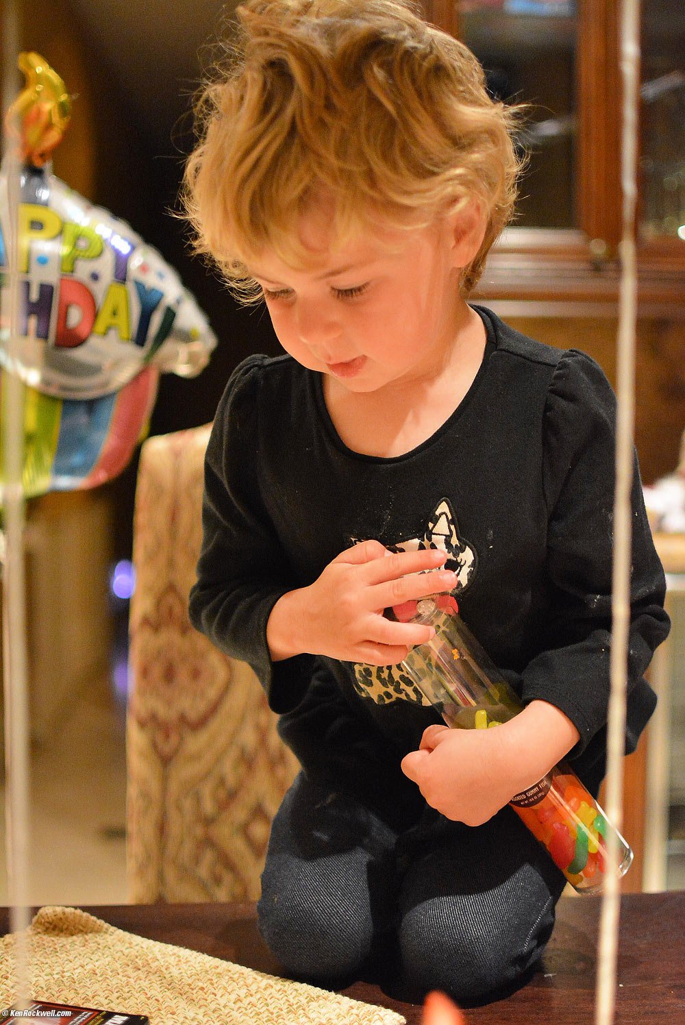 Katie on the birthday table, 30 Jan 2013