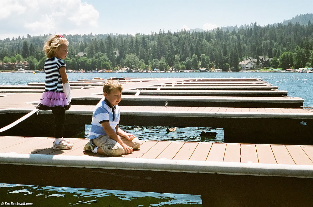 Ryan and Katie on dock at Lake Arrowhead Village, 10:56 AM