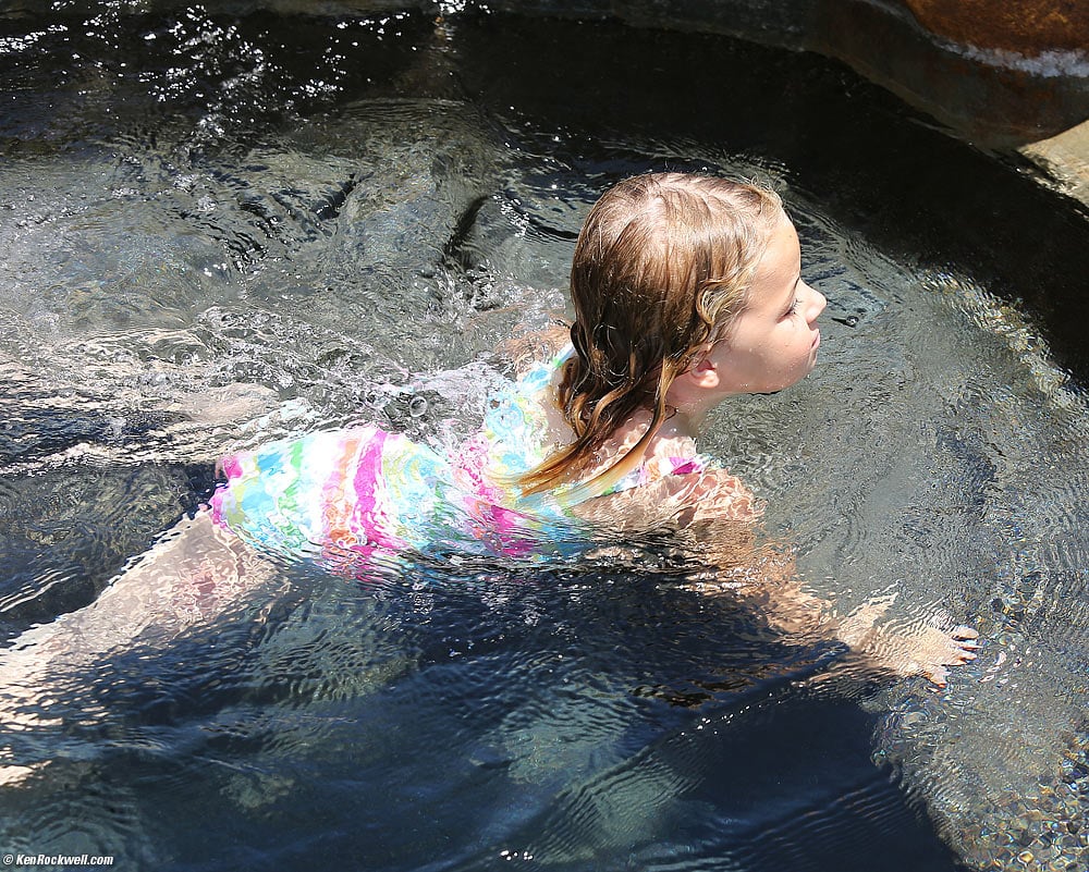 Katie in the new Hawaiian pool at the Rancho
