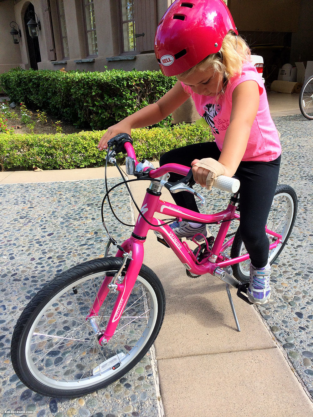 Katie tries the no-training-wheels bike
