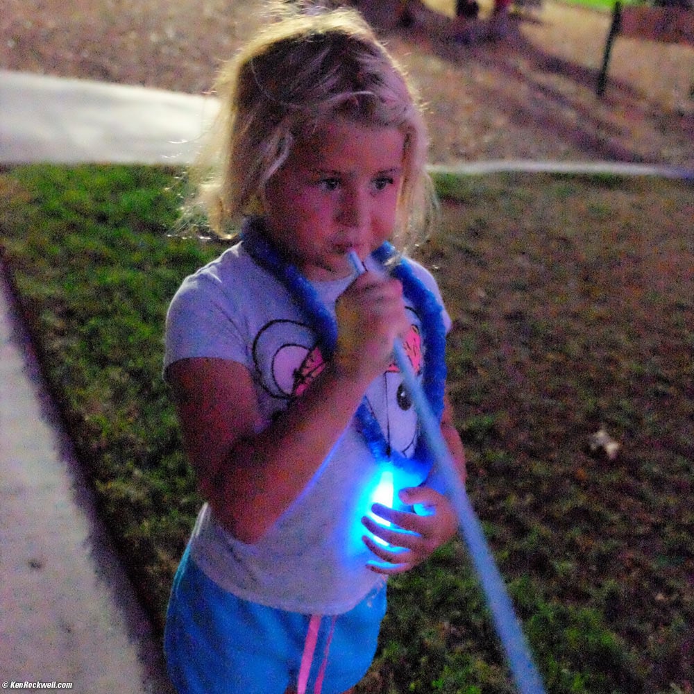 Katie lit by one light stick