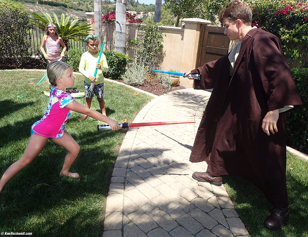 Katie shoves it to a Jedi master