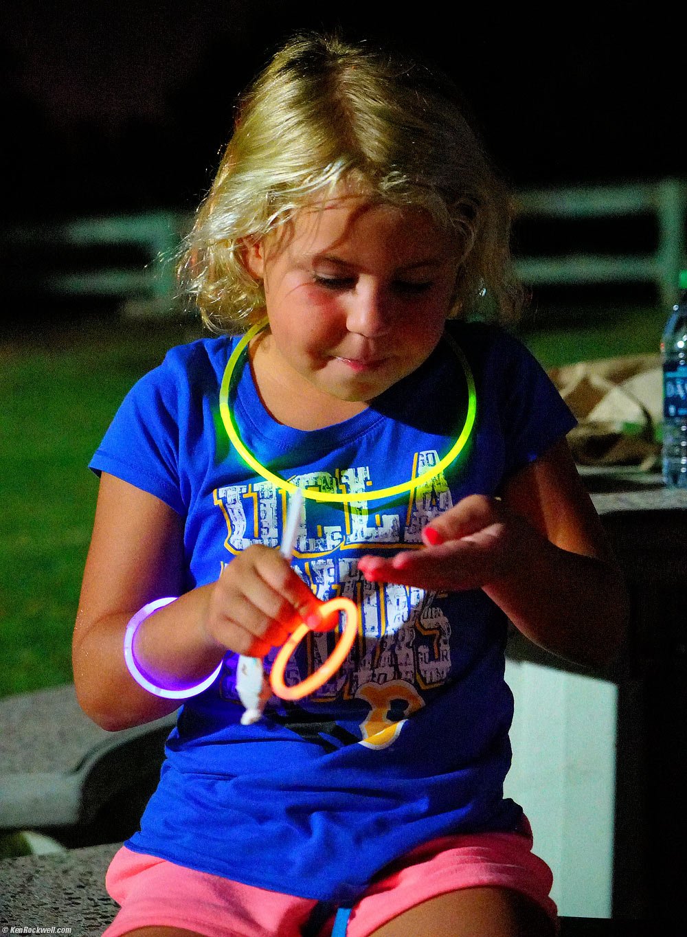 Katie lit by glow sticks, 11 September 2015
