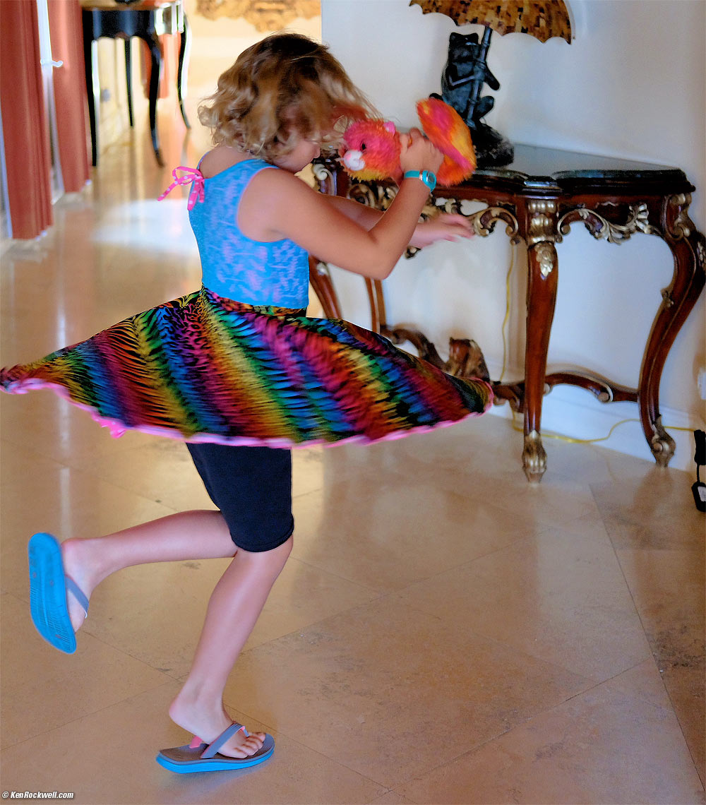 Katie twirls in her new skirt