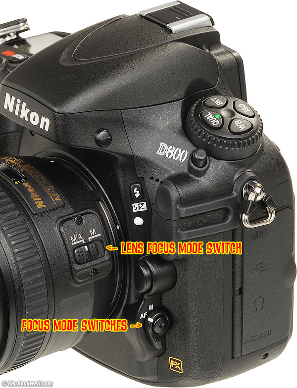 Nikon D800 and D800E AF Mode switches