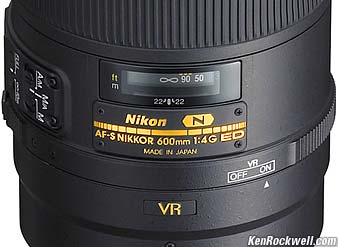 Nikon 600mm VR controls