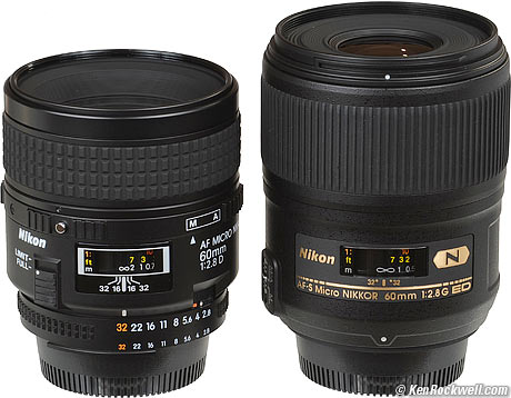 Nikon 60mm Micro AF-D and AF-S