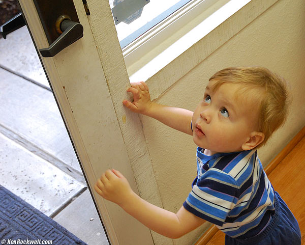 Baby Ryan and door handle