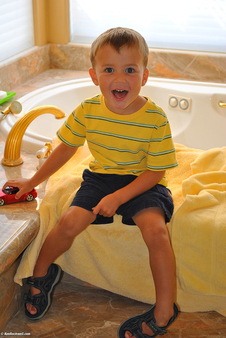Ryan on the tub with car