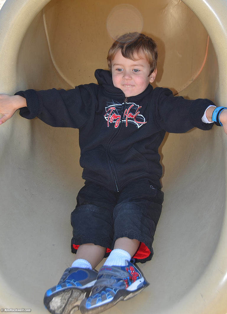 Ryan on the slide at Oceanside Harbor. 