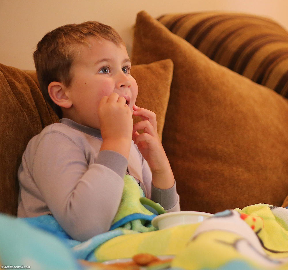 Ryan enjoys His Royal Breakfast on the couch watching SpongeBob