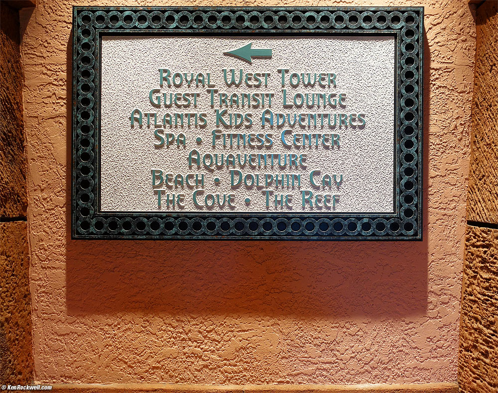Well-lit sign, Atlantis, Bahamas