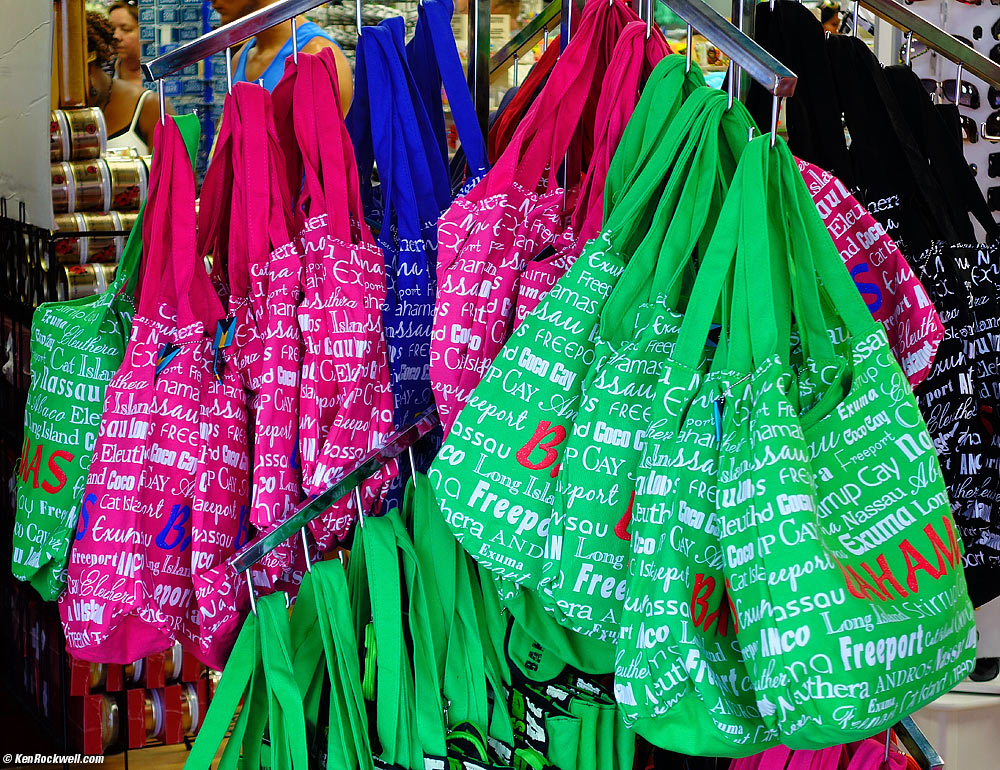 Colorful shopping bags, Nassau, Bahamas