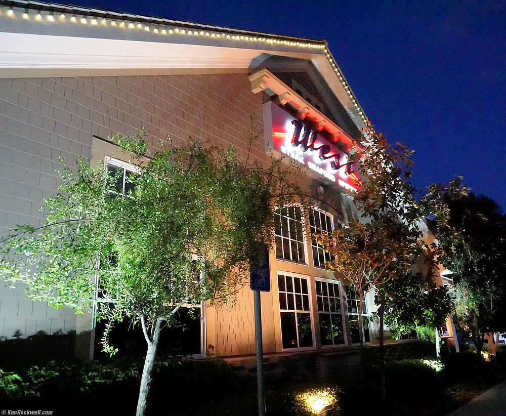 Outside West Steakhouse at night