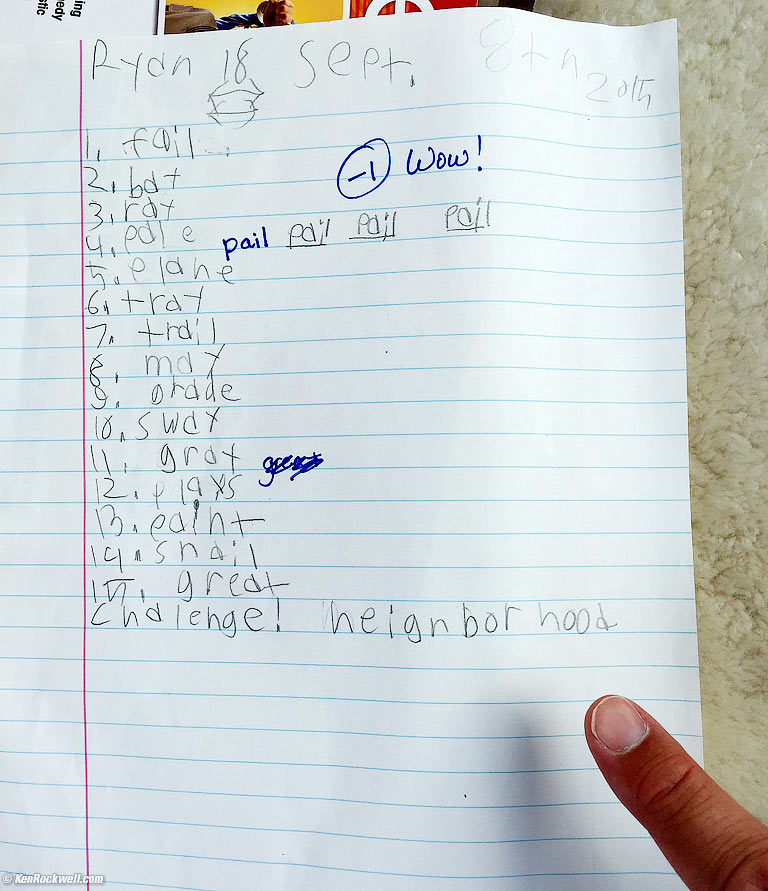 Ryan's spelling test
