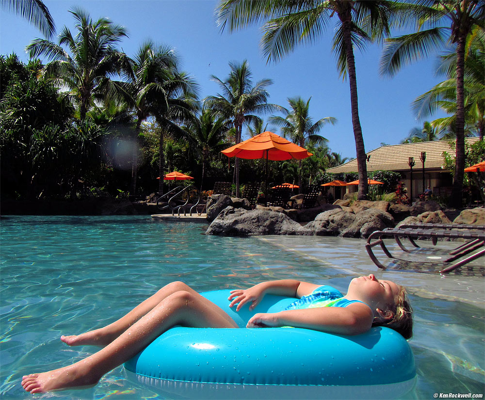 Katie lounging in the pool, Ho-olei, Maui