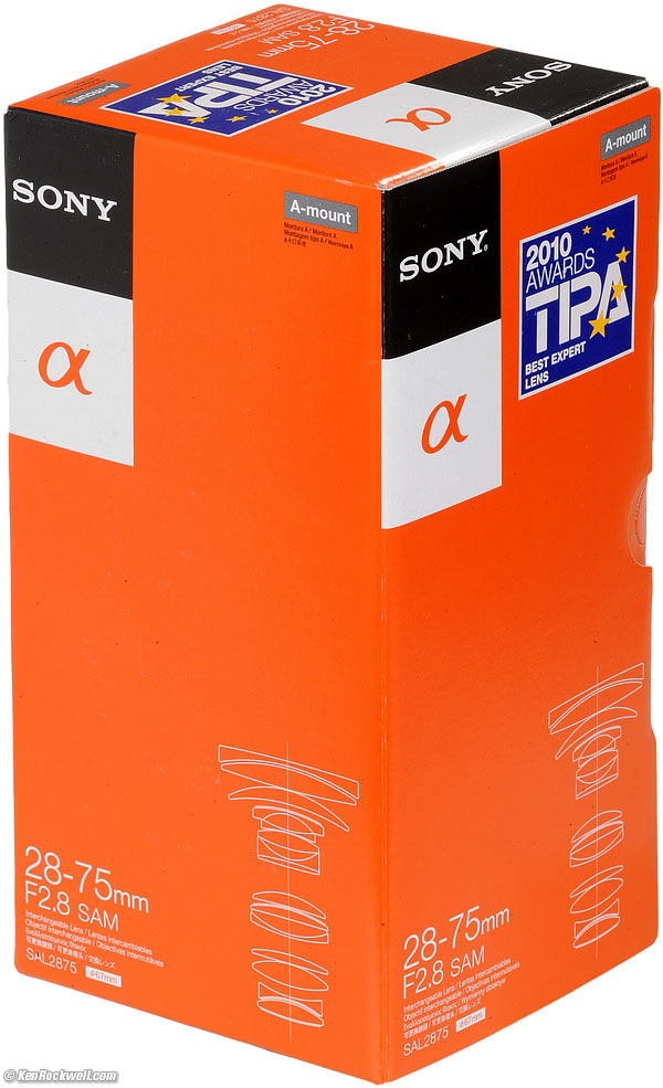 Box, Sony 28-75mm f/2.8 