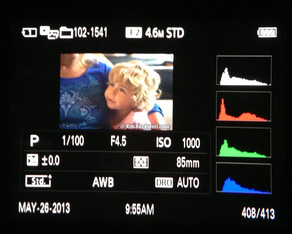 Sony A99 Finder Playback Color Histogram