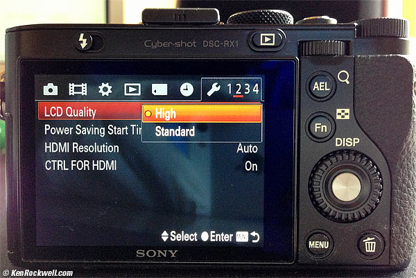 Sony RX1 LCD Quality setting