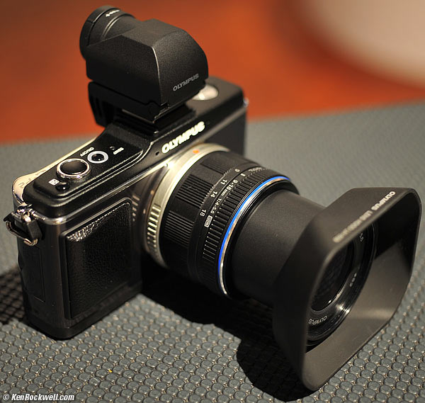Olympus E-P2, EVF, and prototype of new 9-18mm lens