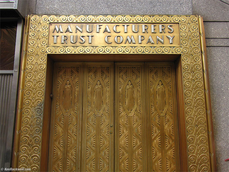 Manufacturers Trust Golden Door, New York City, 9:12 AM.