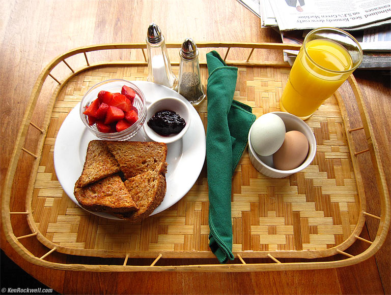 Yummy farm-fresh breakfast, West Marin, Califonia, 9:15 AM.