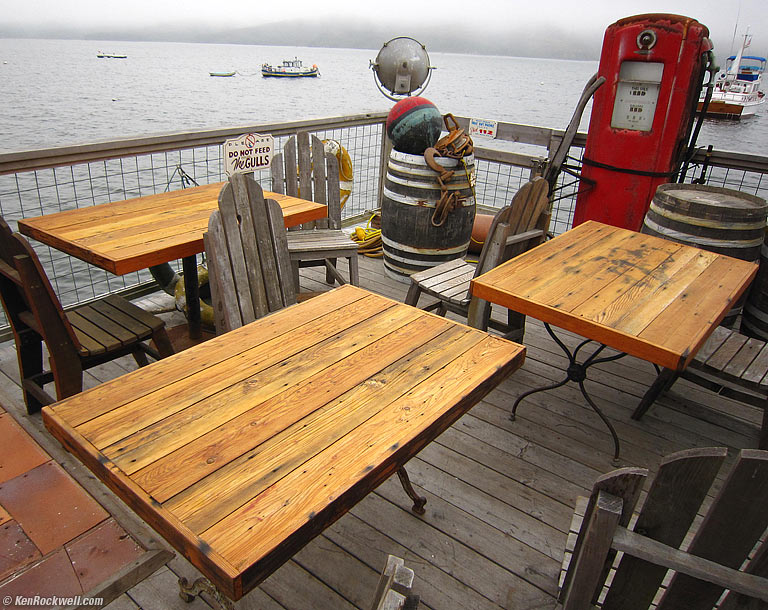 Tables, Nick's Place, Tomales Bay, California, 3:47 PM.