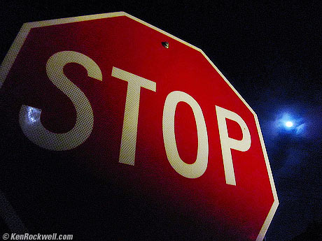 Stop sign in moonlight