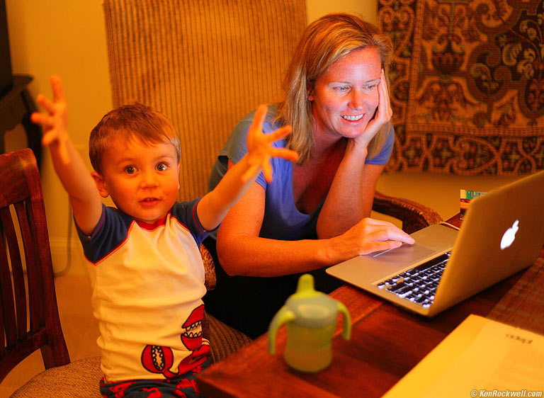 Lisa lets Ryan watch a movie through the magic of the Internet, Wailea, Maui. 7:21 PM.