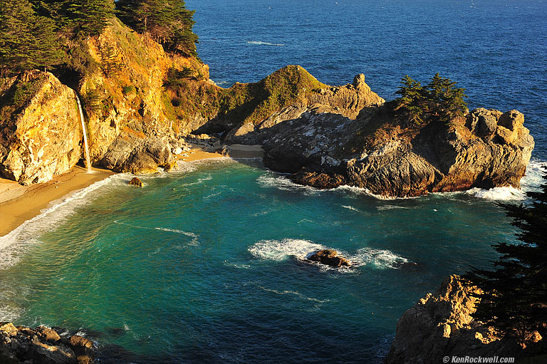 McWay Falls without Tree, Big Sur, California, 6:50 PM.
