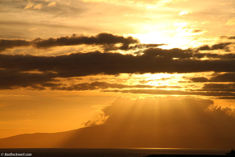 Sunset over Molokai, 6:45 PM.
