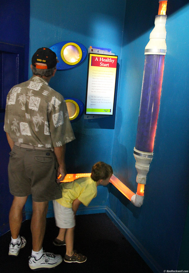 Ryan checks out the water filtration exhibit, Maui Ocean Center, 1:38 PM. 
