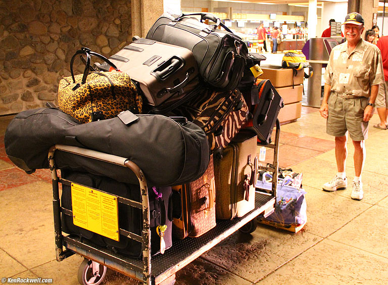 Pops is astounded by all the luggage, 8:29 PM. 