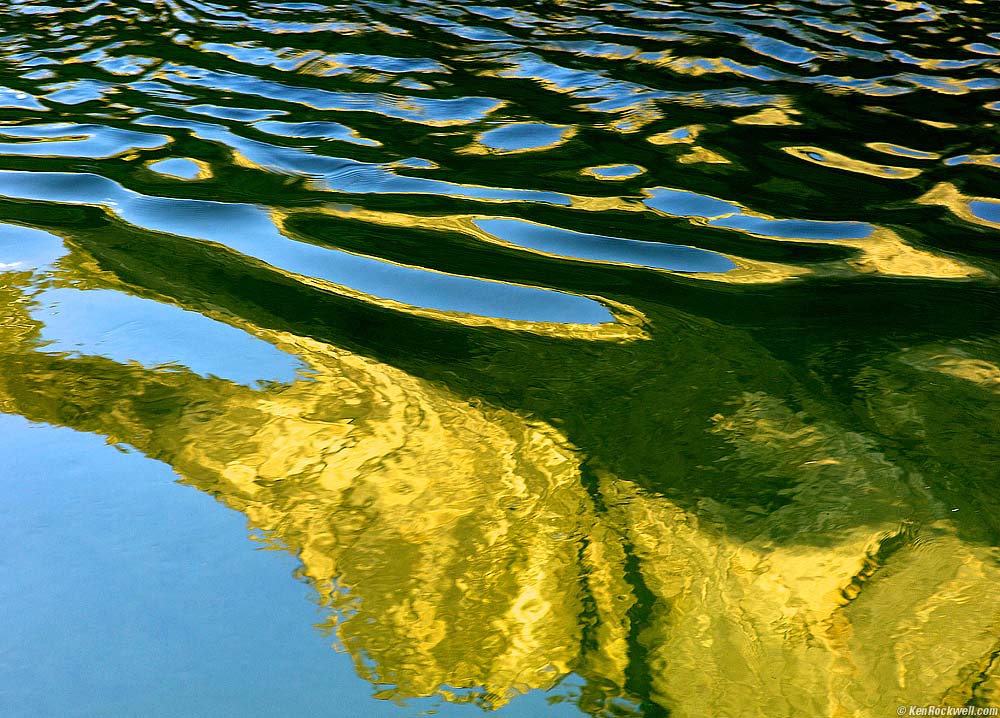 Blue and Green Water under Swinging Bridge, Yosemite Valley