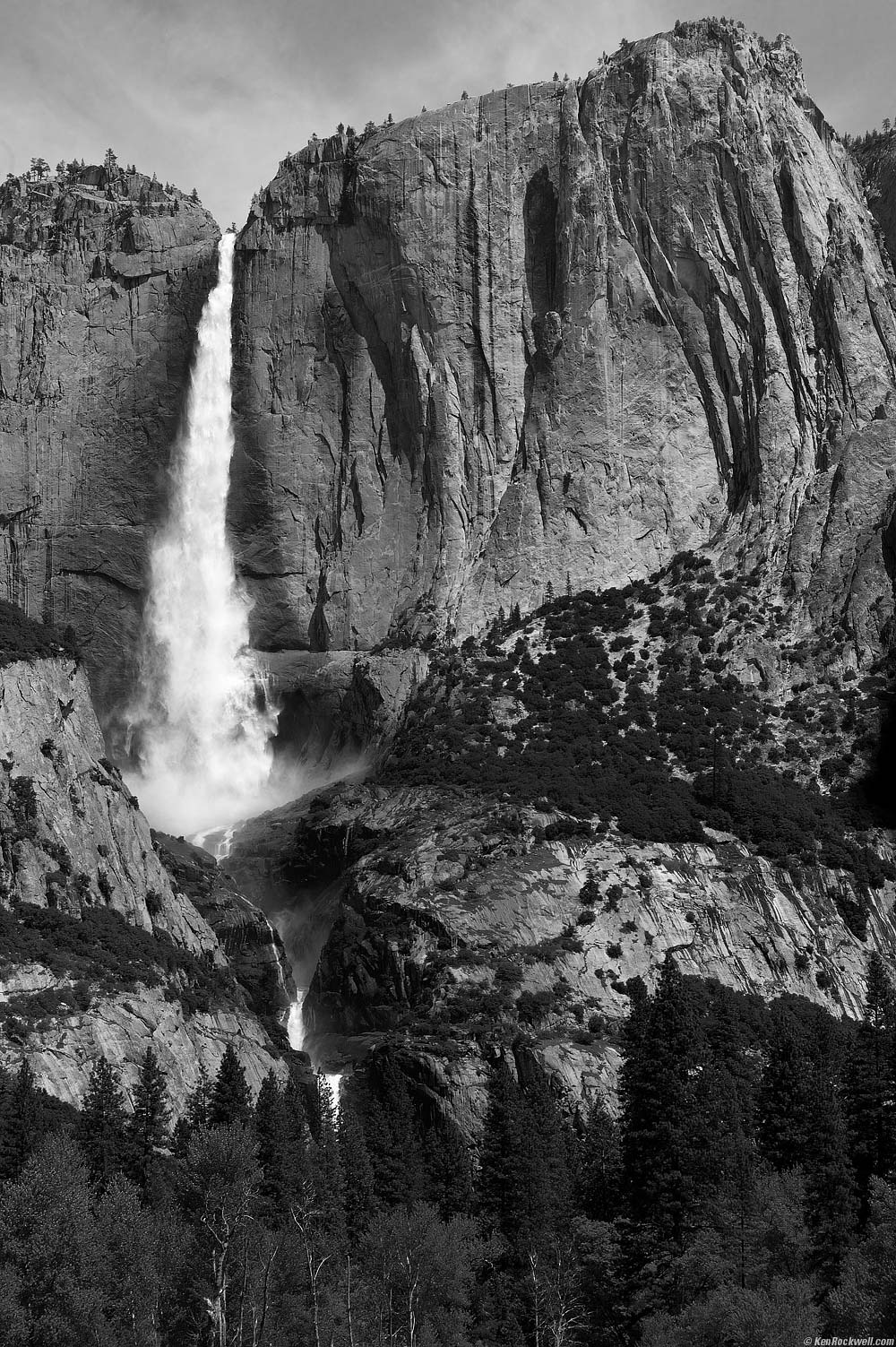 Yosemite Falls as seen from the other side of Swinging Bridge, Yosemite Valley