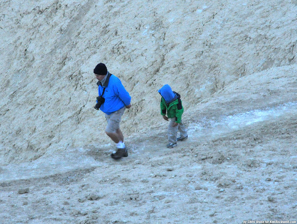 Dada and Ryan hiking at Zabriskie Point, Death Valley, California 6:47 AM.