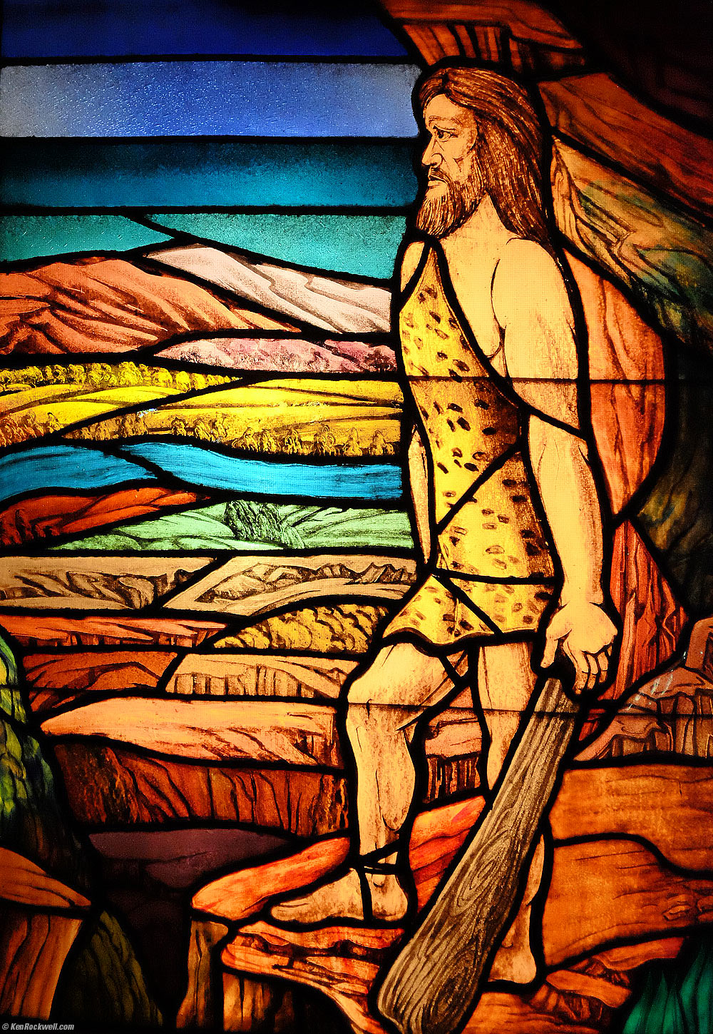 Stained Glass, Cave Man Room, Madonna Inn