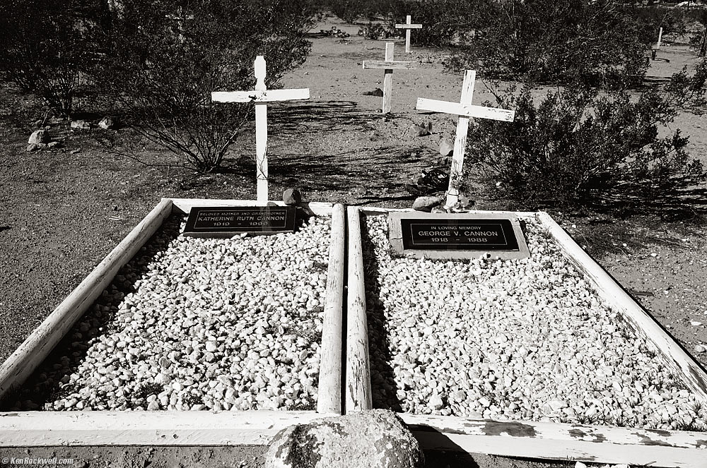 Graves, Daggett Pioneer Cemetery in B&W