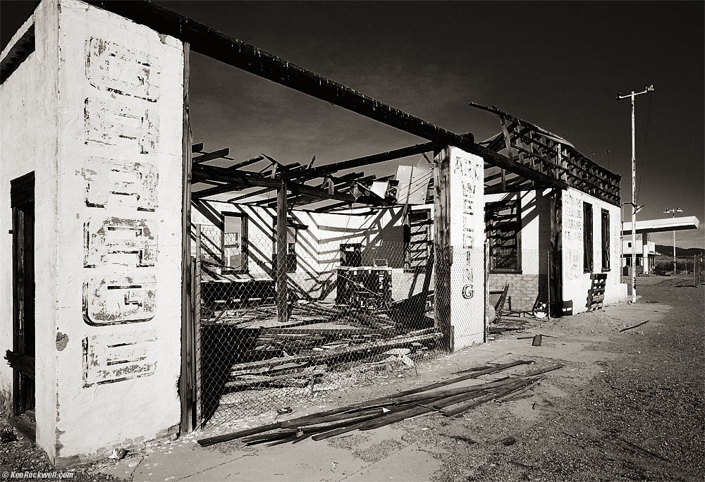 Abandoned Gas Station in B&W