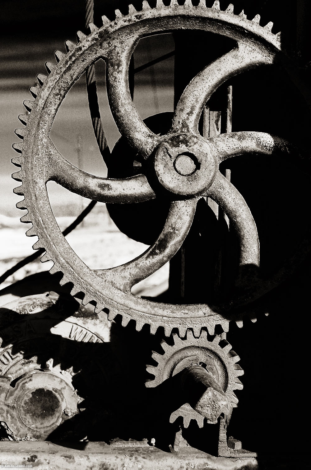 Gears in black and white