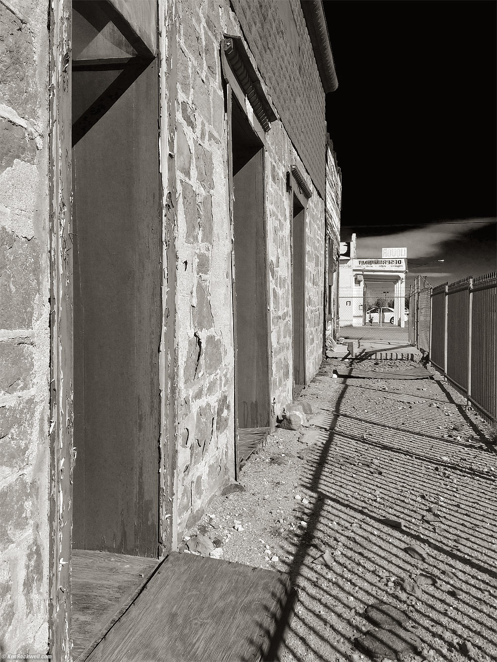 Doors, Daggett, California in B&W