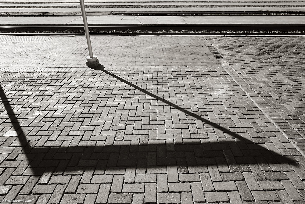 Shadow at Barstow Train Station in black and white