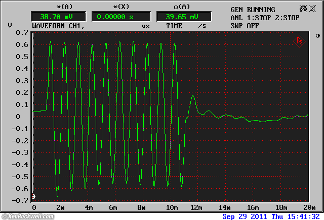 B&W Matrix 805 response to 10 cycle burst at 1kHz