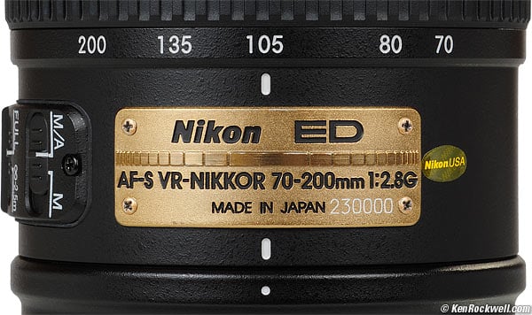 Nikon 70-200mm f/2.8 VR.